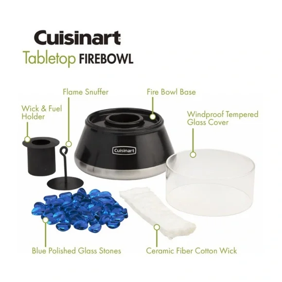 NEW Cuisinart Black Petite Tabletop Fire Bowl - Picture 2 of 3